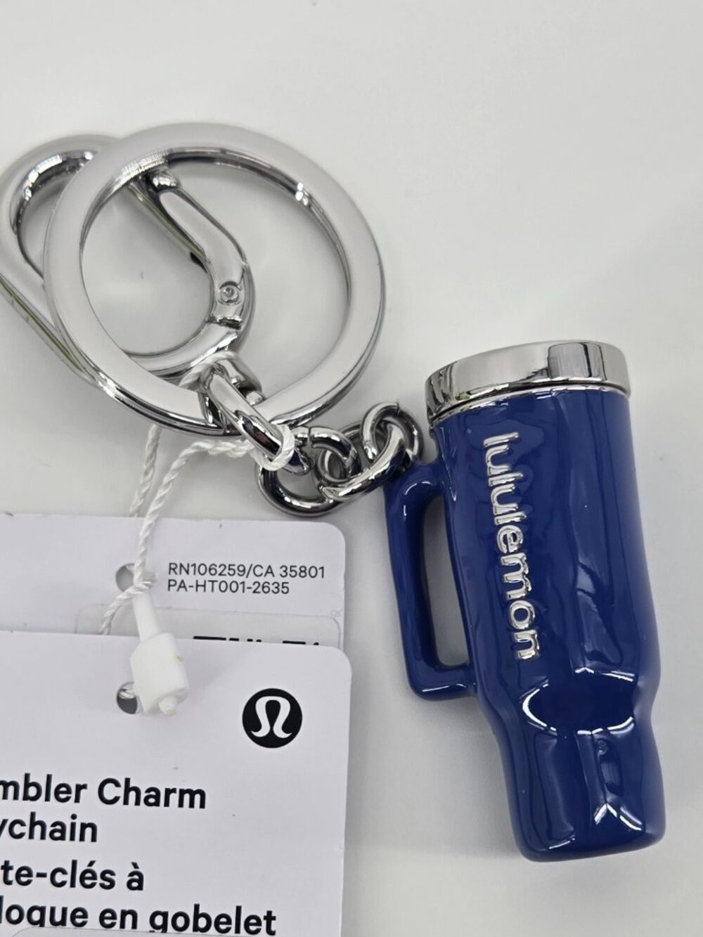 NWT Tumbler Charm KeyChain - Prep Blue/Silver